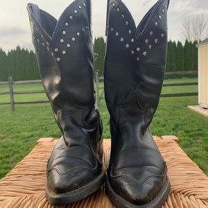 VINTAGE HARLEY DAVIDSON BLACK LEATHER BOOTS